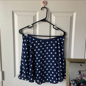 FOREVER21 Blue and White Polkadot Mini Skirt - L